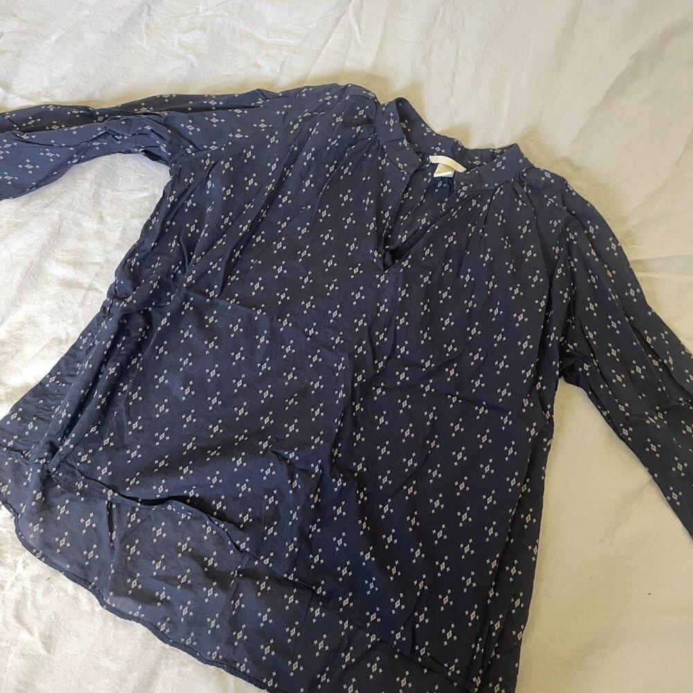 Navy Peasant Blouse